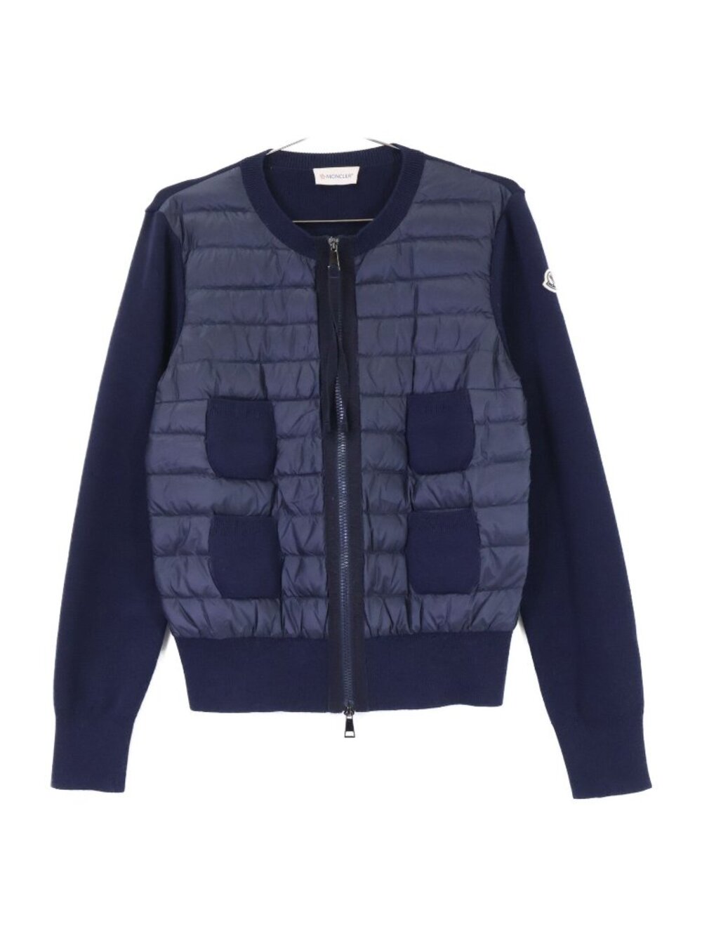 Moncler Cardigan Tricot Knit Down Contrast Collarless Jacket